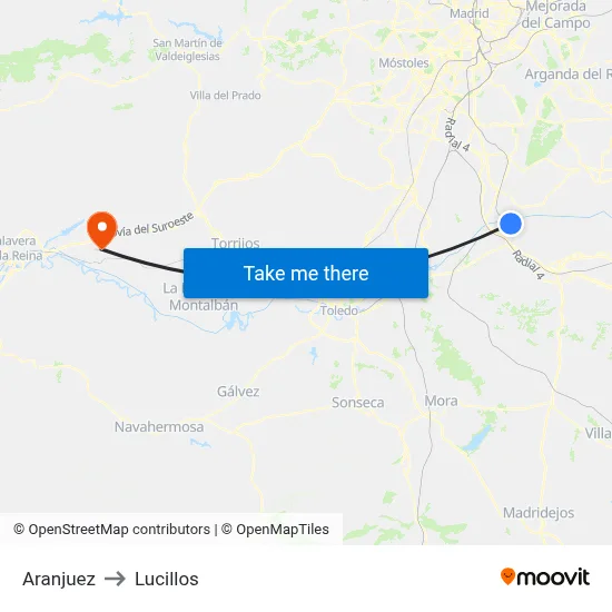 Aranjuez to Lucillos map