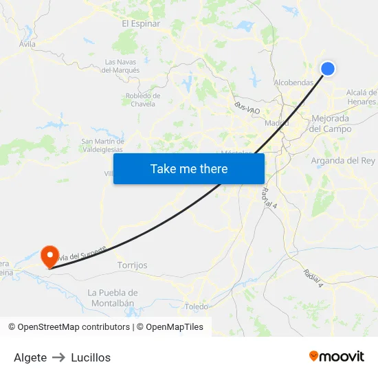 Algete to Lucillos map