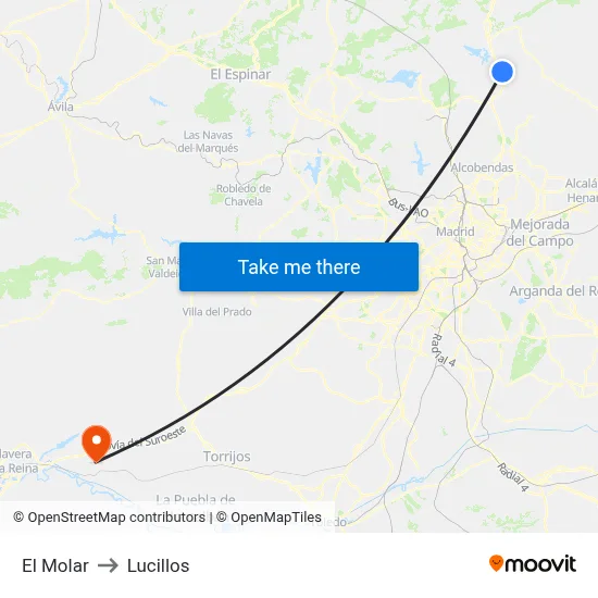 El Molar to Lucillos map