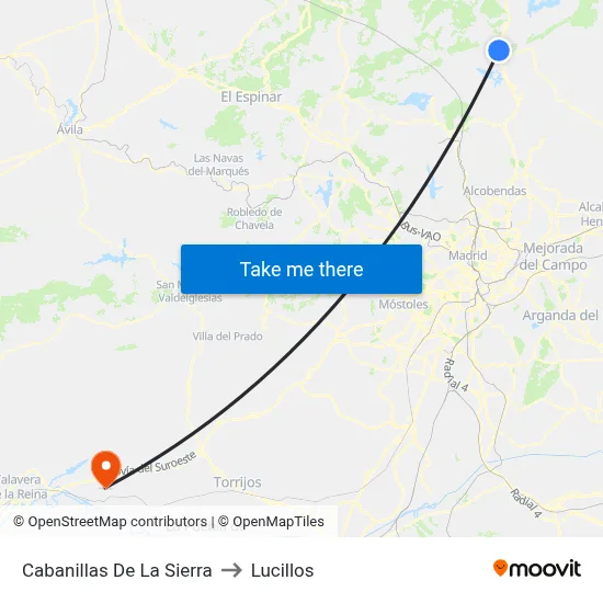 Cabanillas De La Sierra to Lucillos map