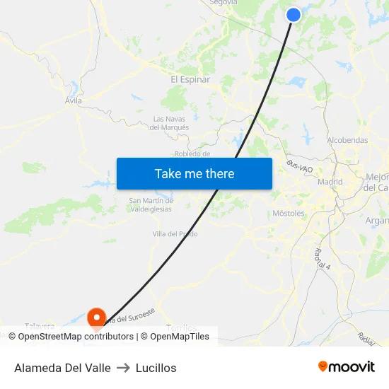 Alameda Del Valle to Lucillos map