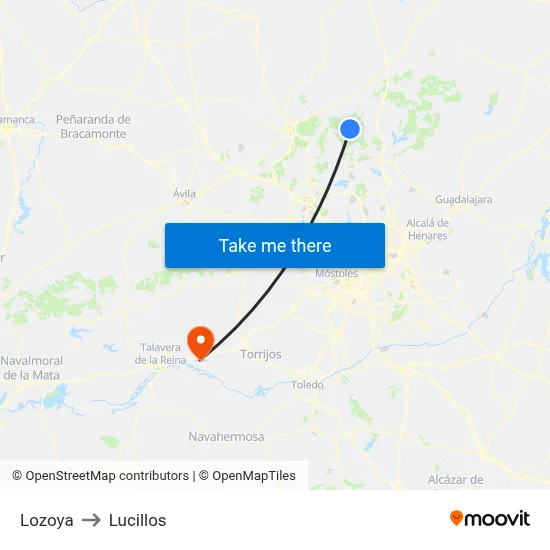 Lozoya to Lucillos map