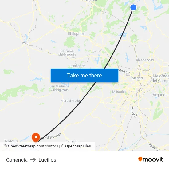 Canencia to Lucillos map