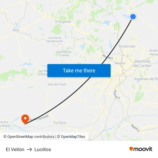 El Vellón to Lucillos map