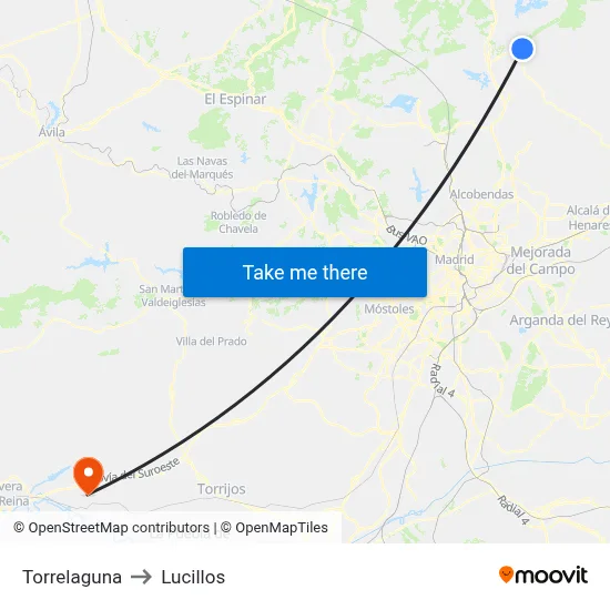 Torrelaguna to Lucillos map