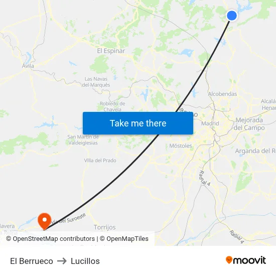 El Berrueco to Lucillos map