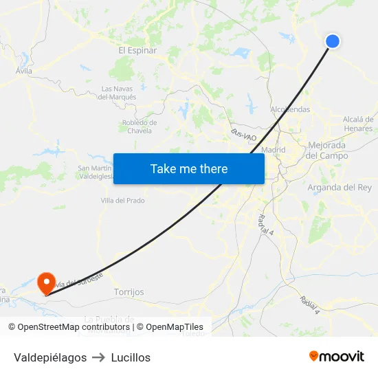 Valdepiélagos to Lucillos map