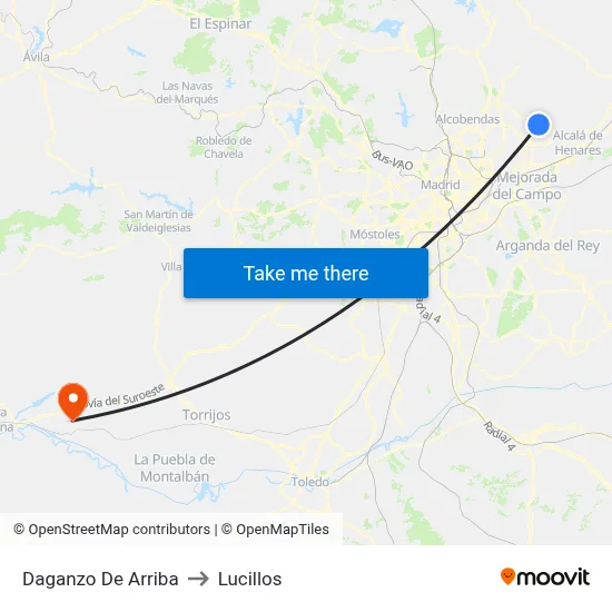 Daganzo De Arriba to Lucillos map