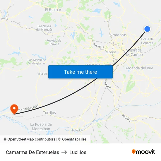 Camarma De Esteruelas to Lucillos map