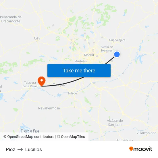 Pioz to Lucillos map