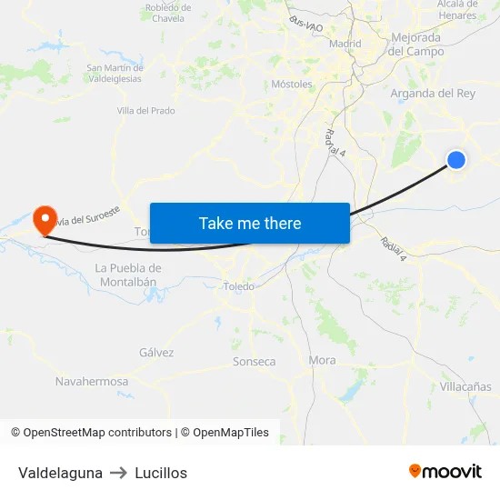 Valdelaguna to Lucillos map
