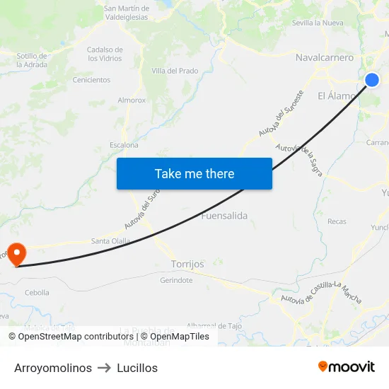 Arroyomolinos to Lucillos map
