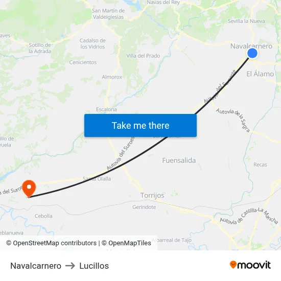 Navalcarnero to Lucillos map