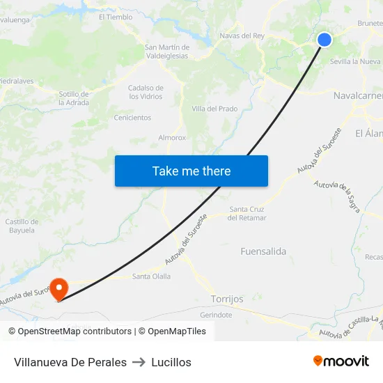 Villanueva De Perales to Lucillos map