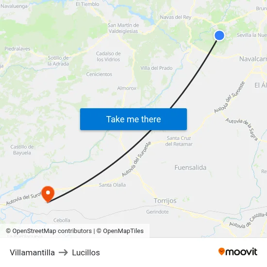 Villamantilla to Lucillos map