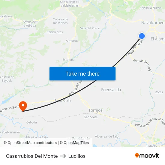 Casarrubios Del Monte to Lucillos map