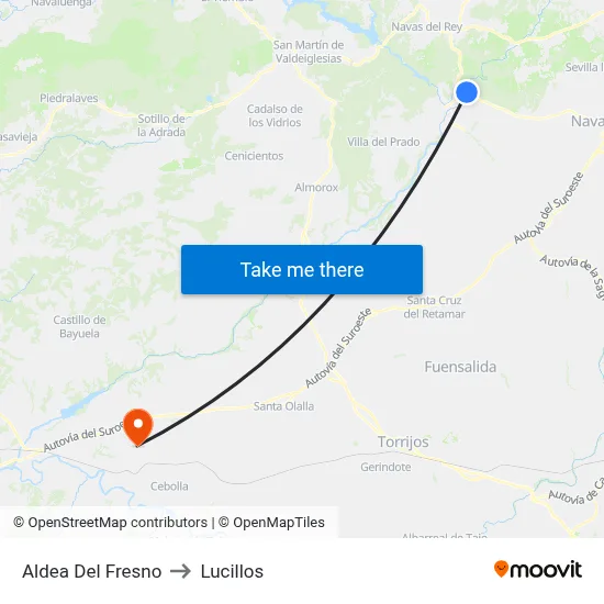 Aldea Del Fresno to Lucillos map