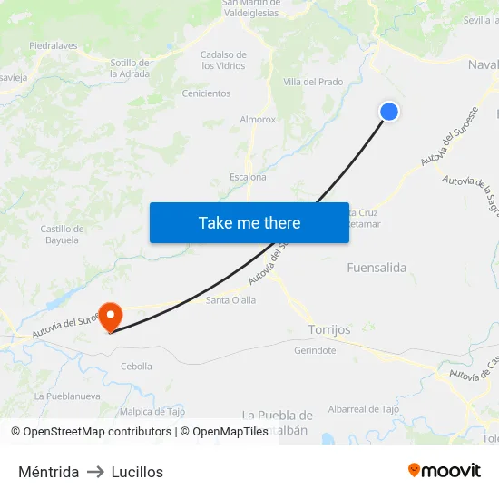 Méntrida to Lucillos map