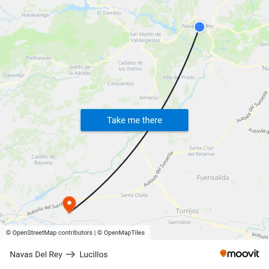 Navas Del Rey to Lucillos map