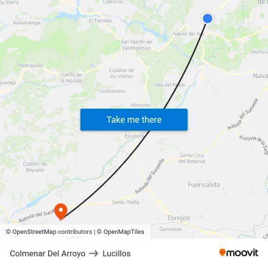 Colmenar Del Arroyo to Lucillos map
