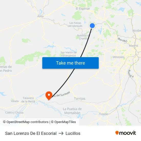 San Lorenzo De El Escorial to Lucillos map