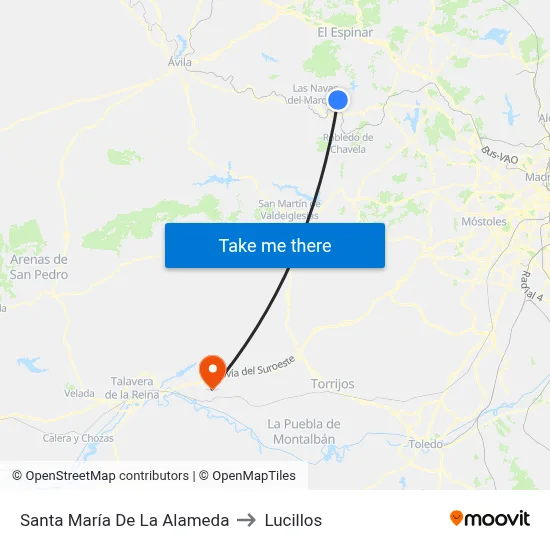 Santa María De La Alameda to Lucillos map