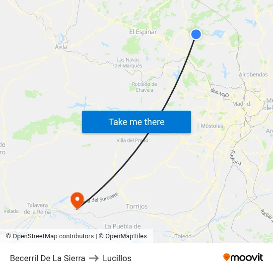 Becerril De La Sierra to Lucillos map