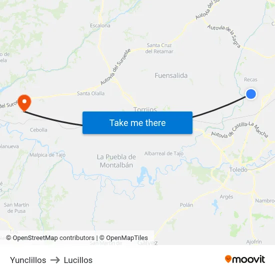 Yunclillos to Lucillos map