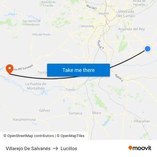 Villarejo De Salvanés to Lucillos map