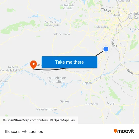 Illescas to Lucillos map