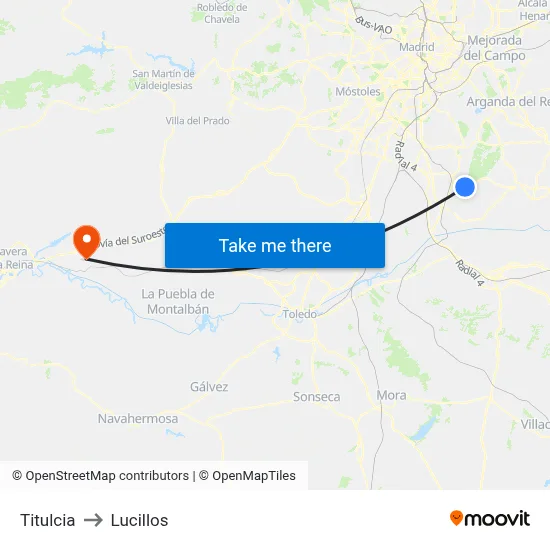 Titulcia to Lucillos map
