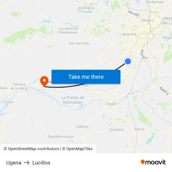 Ugena to Lucillos map
