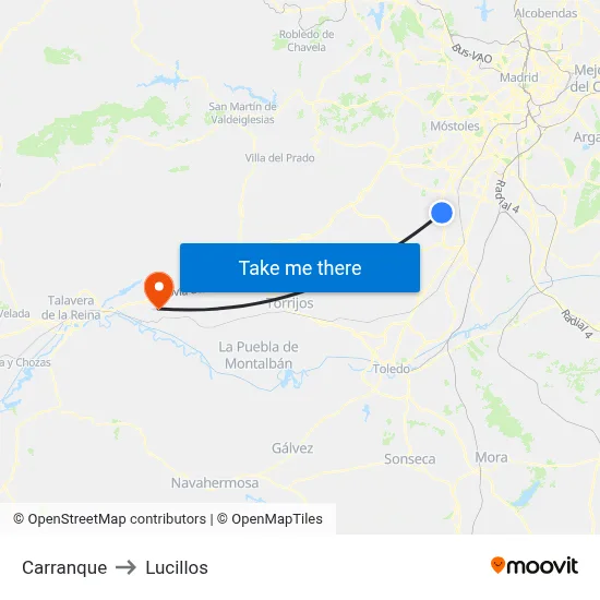 Carranque to Lucillos map