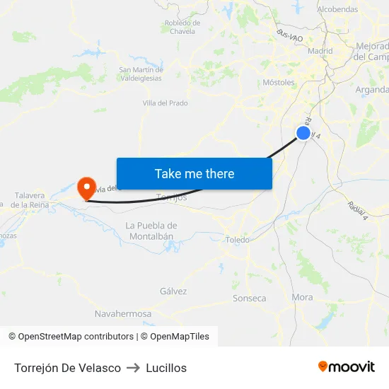 Torrejón De Velasco to Lucillos map
