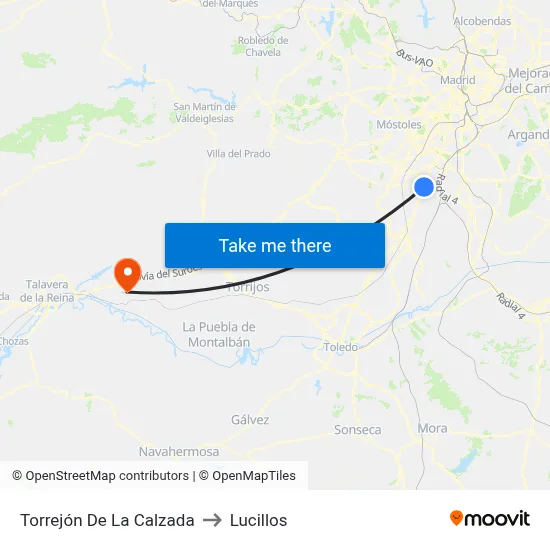 Torrejón De La Calzada to Lucillos map