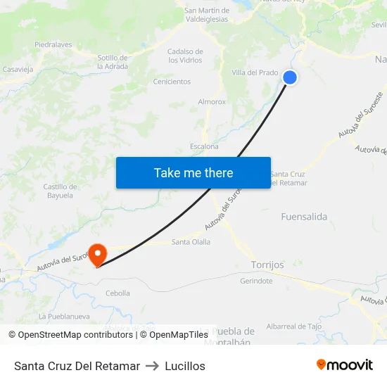 Santa Cruz Del Retamar to Lucillos map