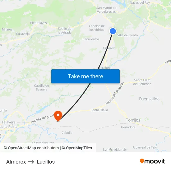 Almorox to Lucillos map