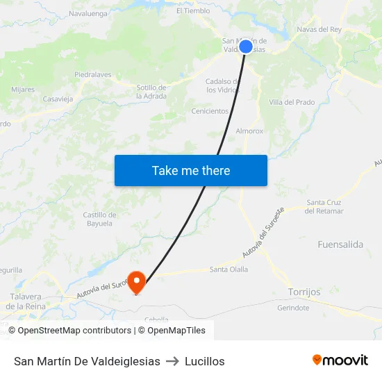 San Martín De Valdeiglesias to Lucillos map