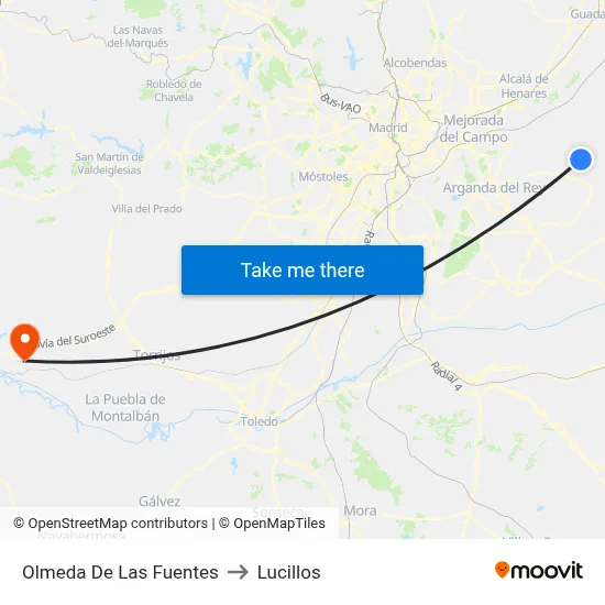 Olmeda De Las Fuentes to Lucillos map