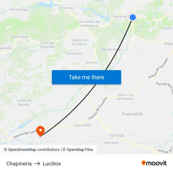 Chapinería to Lucillos map