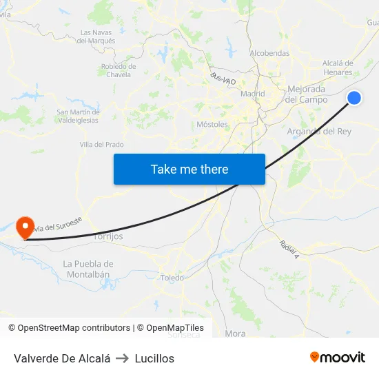 Valverde De Alcalá to Lucillos map
