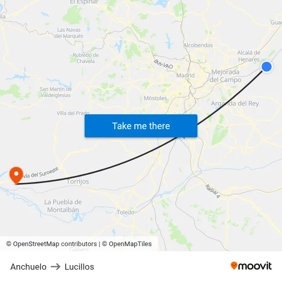 Anchuelo to Lucillos map
