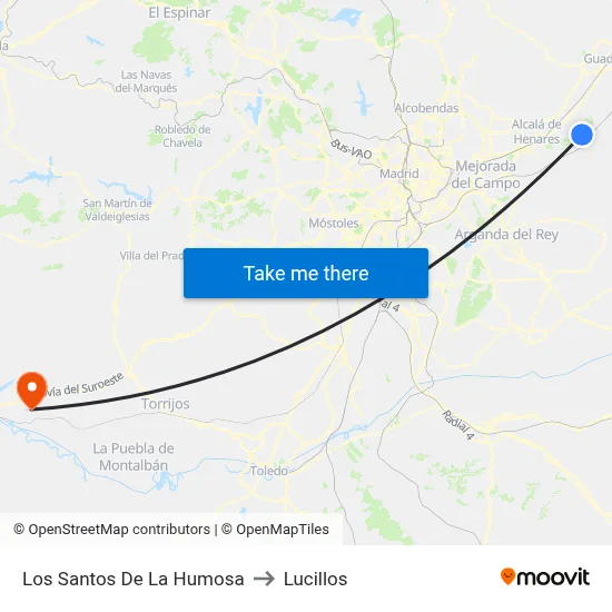Los Santos De La Humosa to Lucillos map