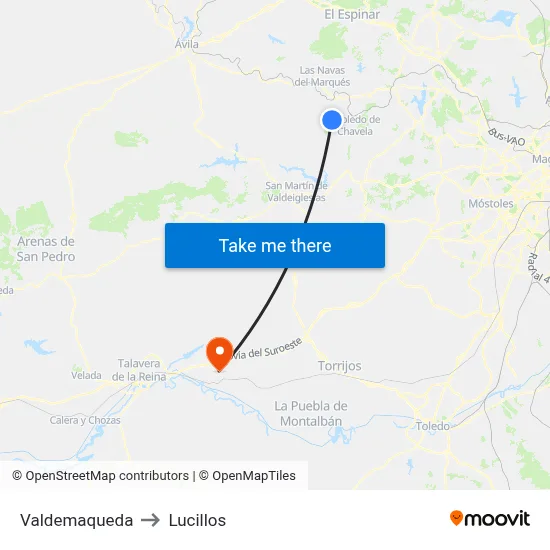 Valdemaqueda to Lucillos map