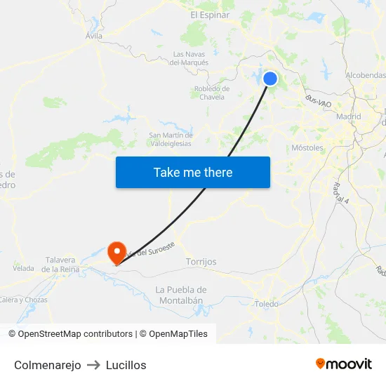 Colmenarejo to Lucillos map