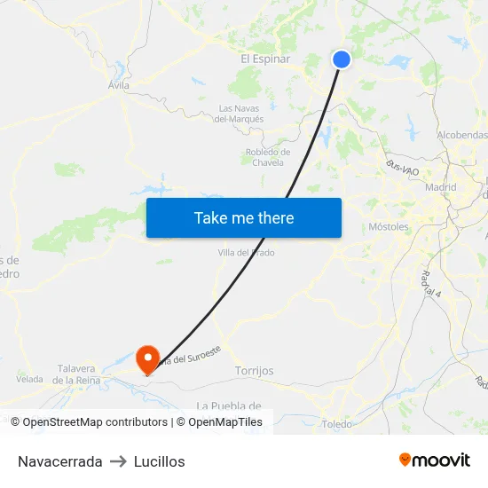 Navacerrada to Lucillos map