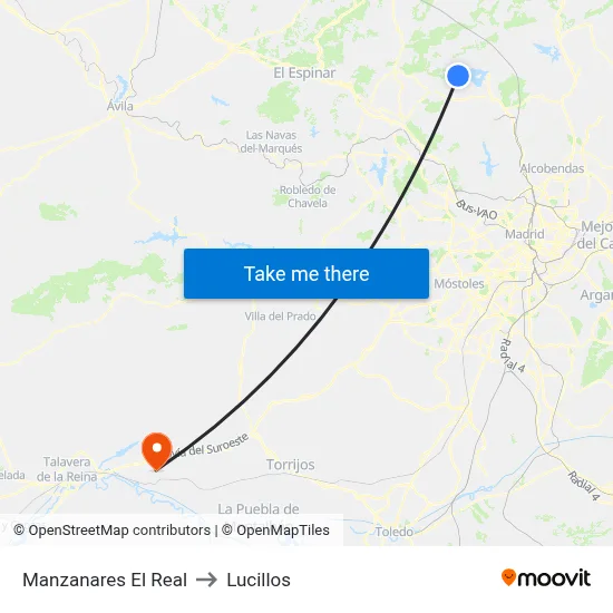 Manzanares El Real to Lucillos map