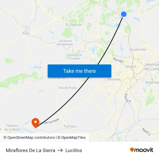 Miraflores De La Sierra to Lucillos map
