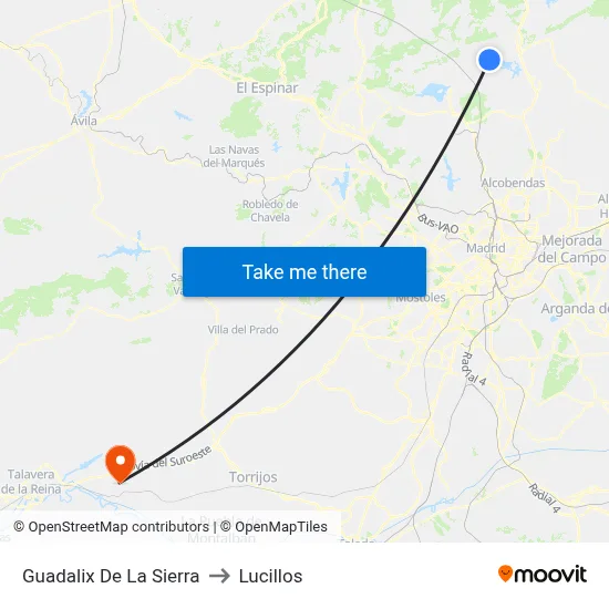 Guadalix De La Sierra to Lucillos map