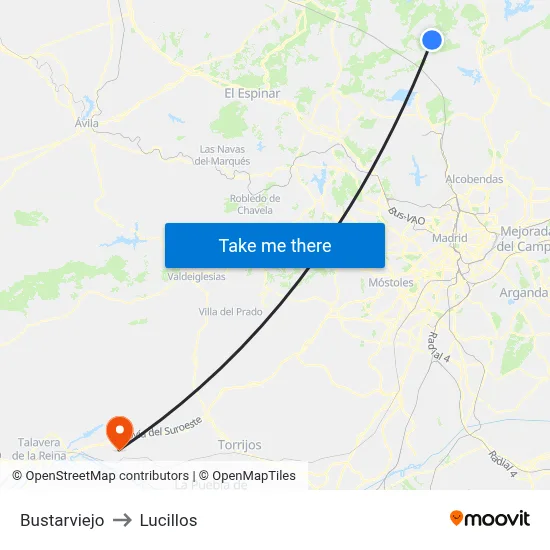 Bustarviejo to Lucillos map
